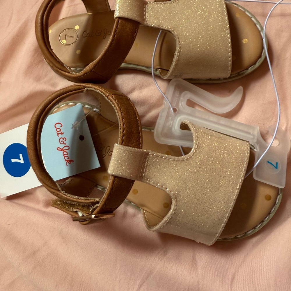Cat & Jack Glittery Tan Kids Sandals